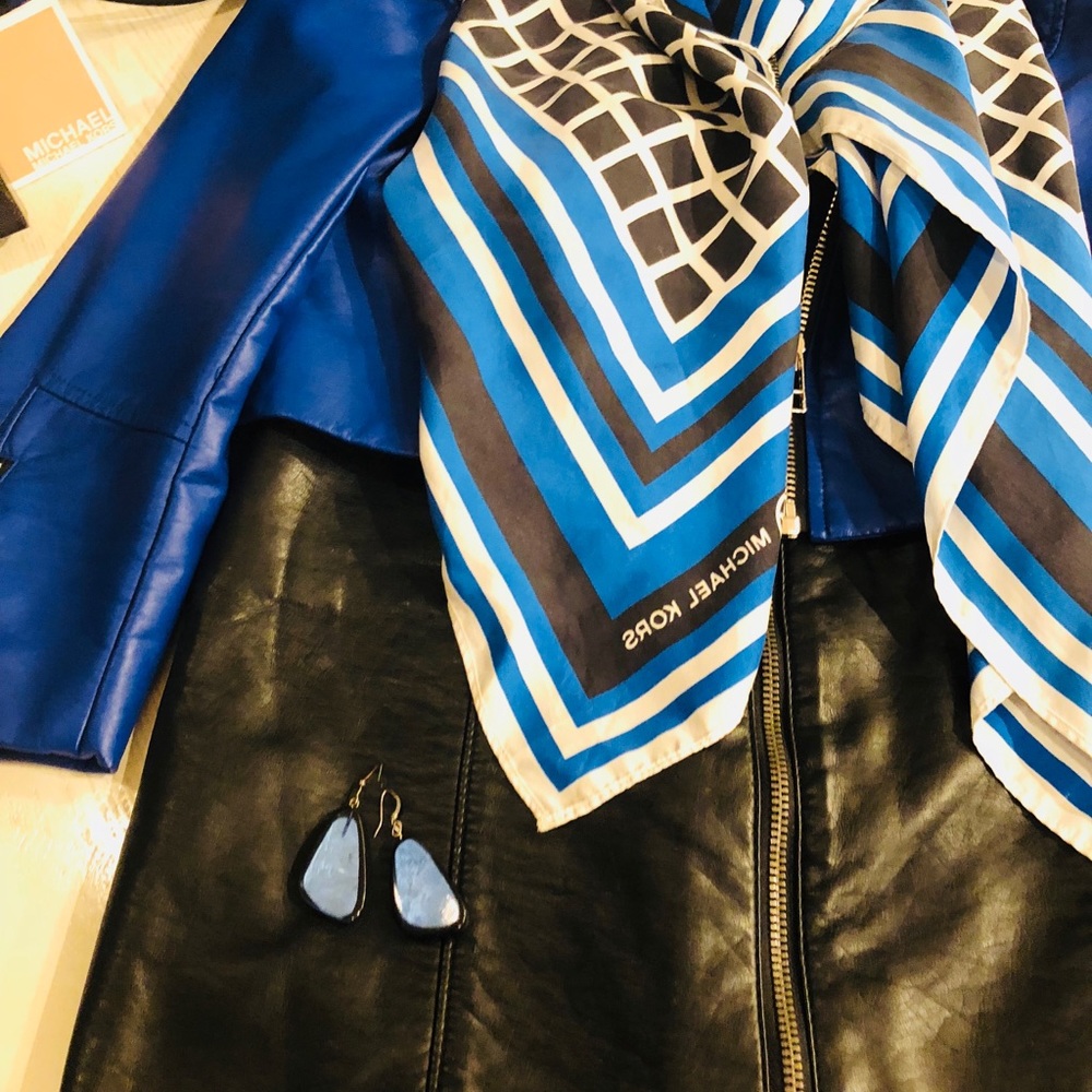 Bebe jacket!  Michael Kors scarf leather skirt!!
